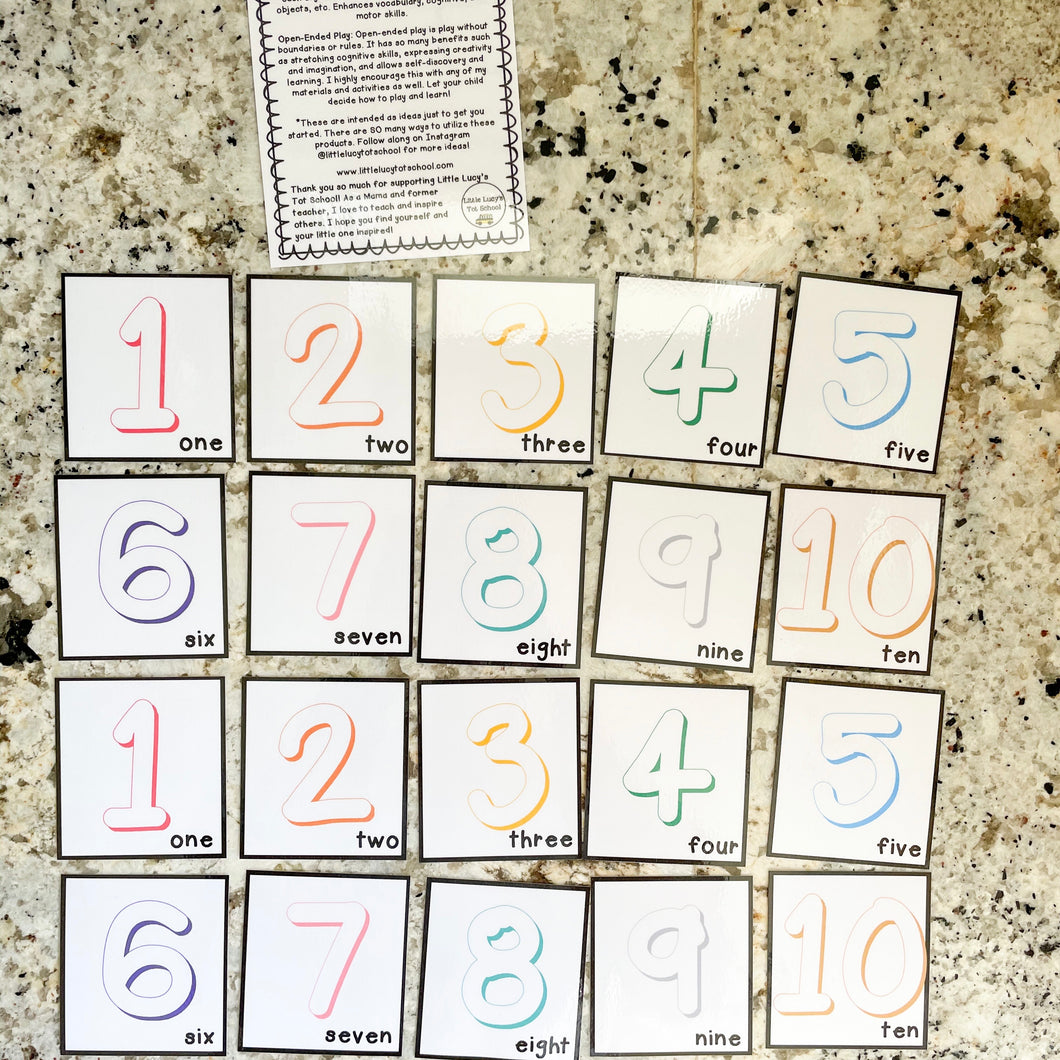 Number Memory Game Cards