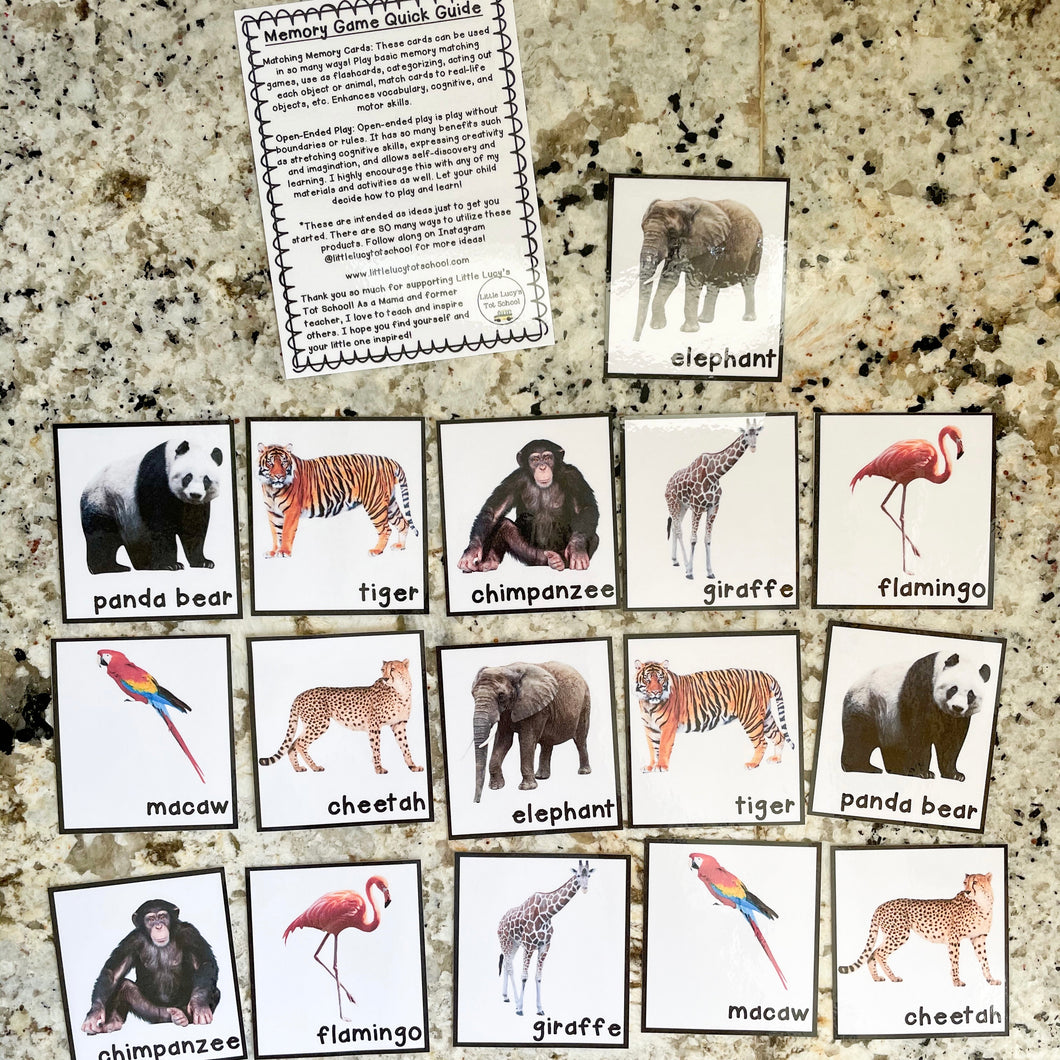 Zoo Memory Game Cards